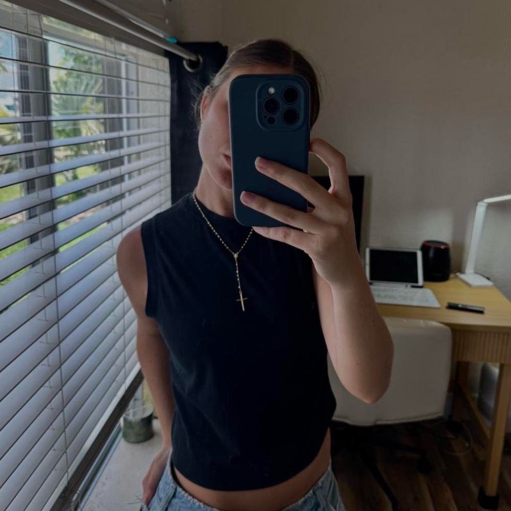 A New Day Blue Sleeveless Crop Muscle Tee